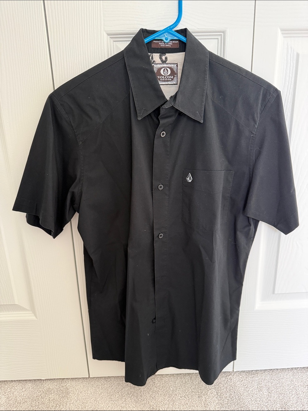 Volcom Black Button Up Polo, Sz S